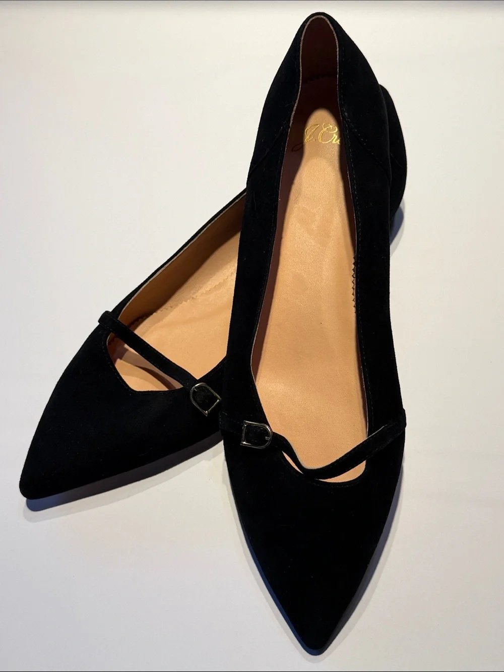 J. Crew Gwen Mary Jane Black Suede Ballet Flats Shoes Sz 9.5 Women’s